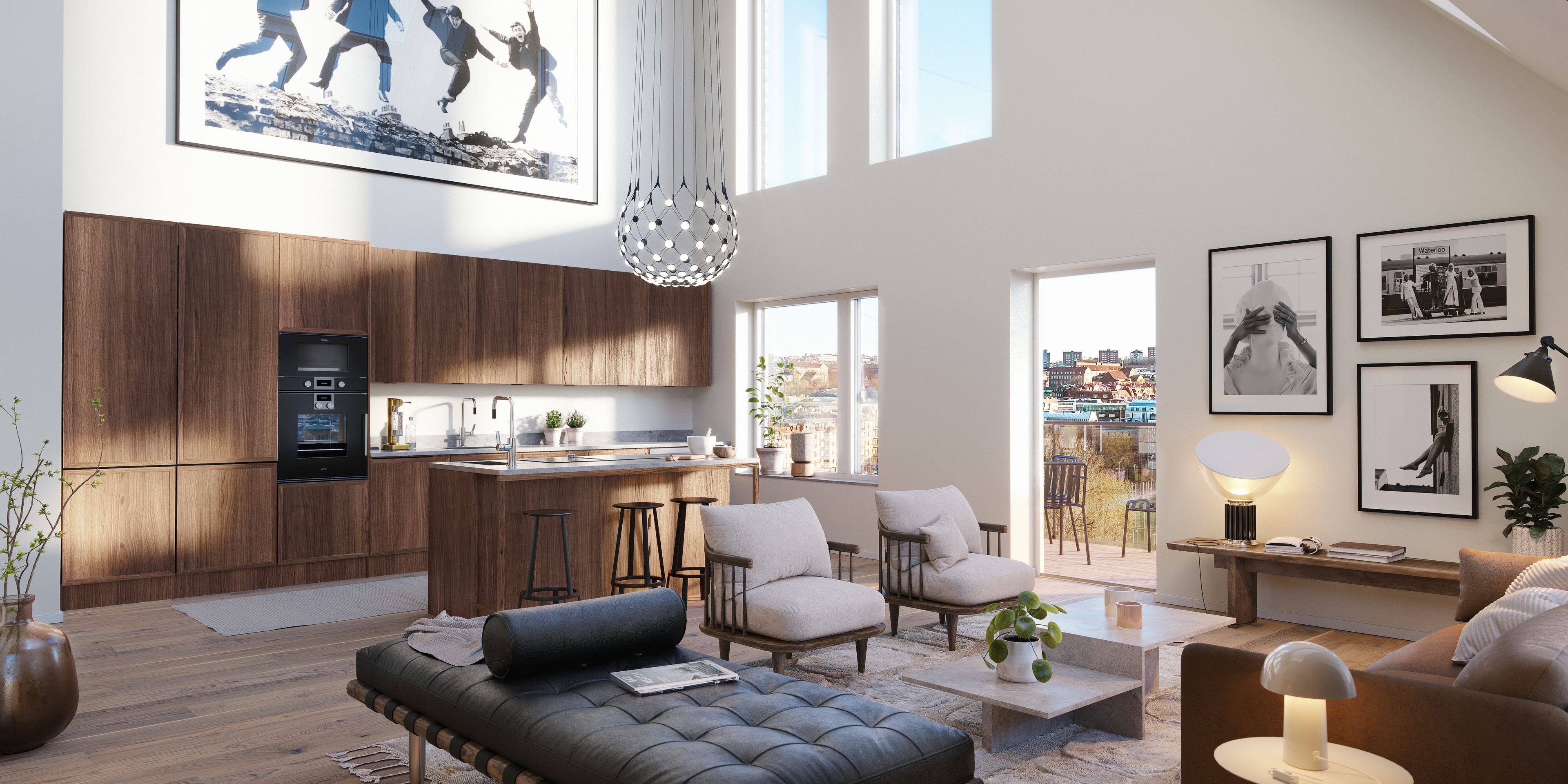 Balder Bohusgatan Nyproduktion Rubinen Upper Living Interior Vardagsrum Kok